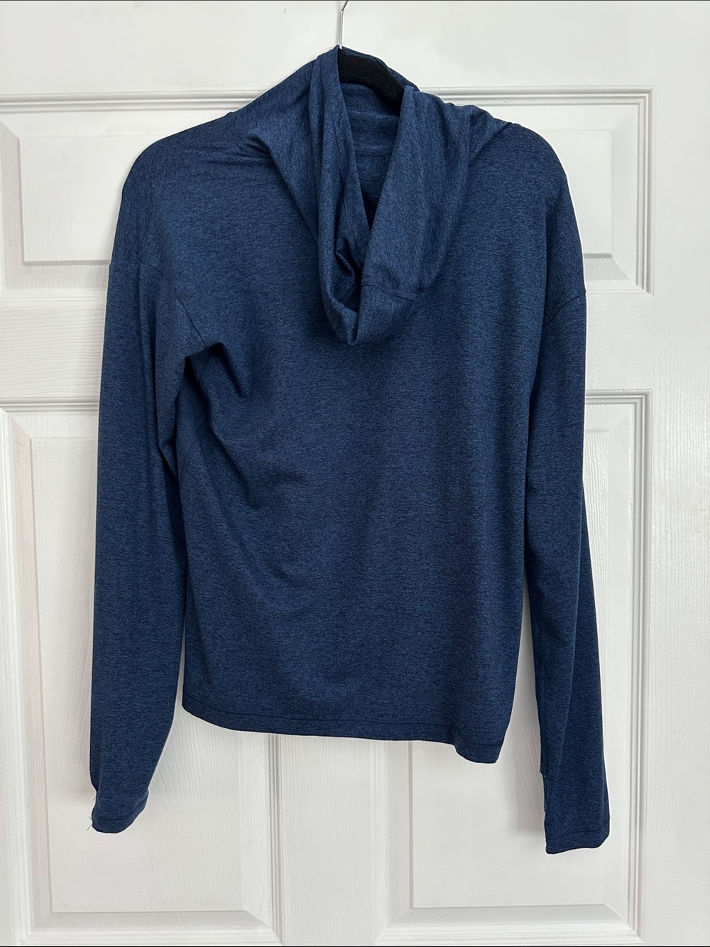 Athleta Heathered Navy Hooded Sweatshirt Top - Picture 4 of 4